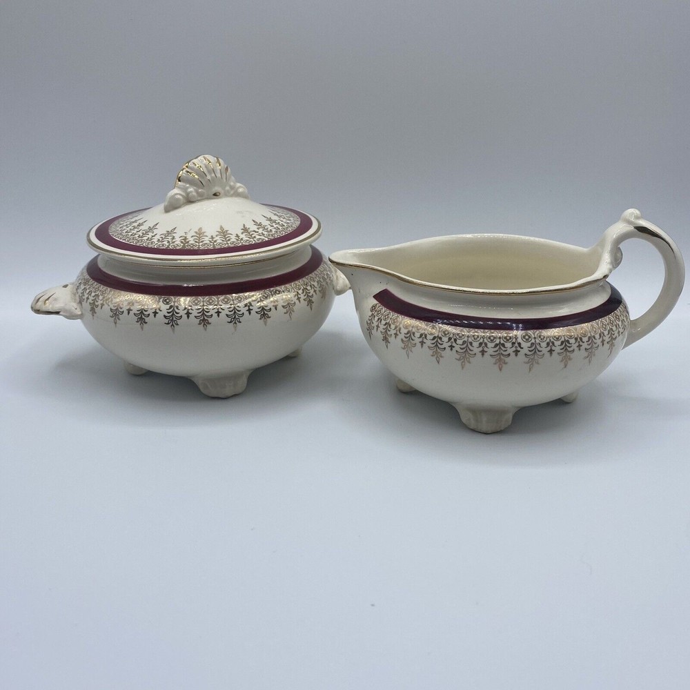 Homer Laughlin Nautilus Creamer and Covered Sugar‎ Bowl